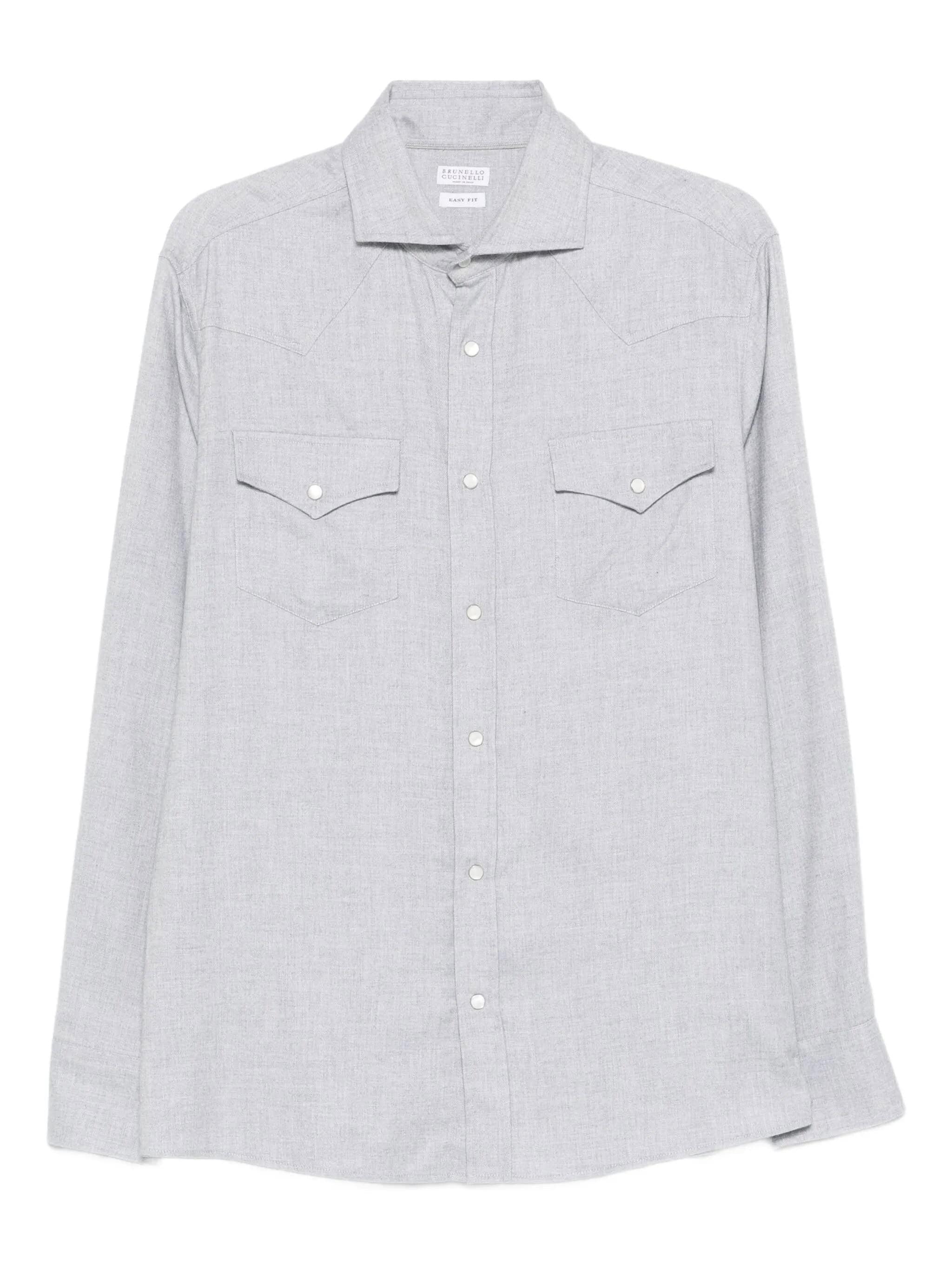Camisa de ganga cinza de moda para homem e mulher, estilo casual e elegante.